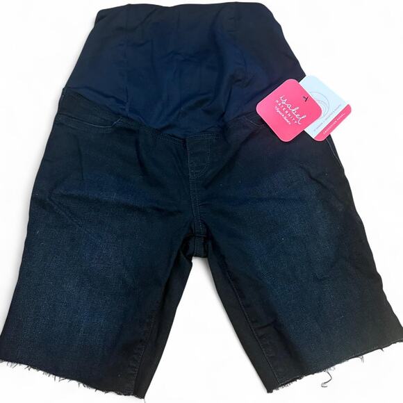Black denim bermuda maternity shorts - Picture 1 of 6
